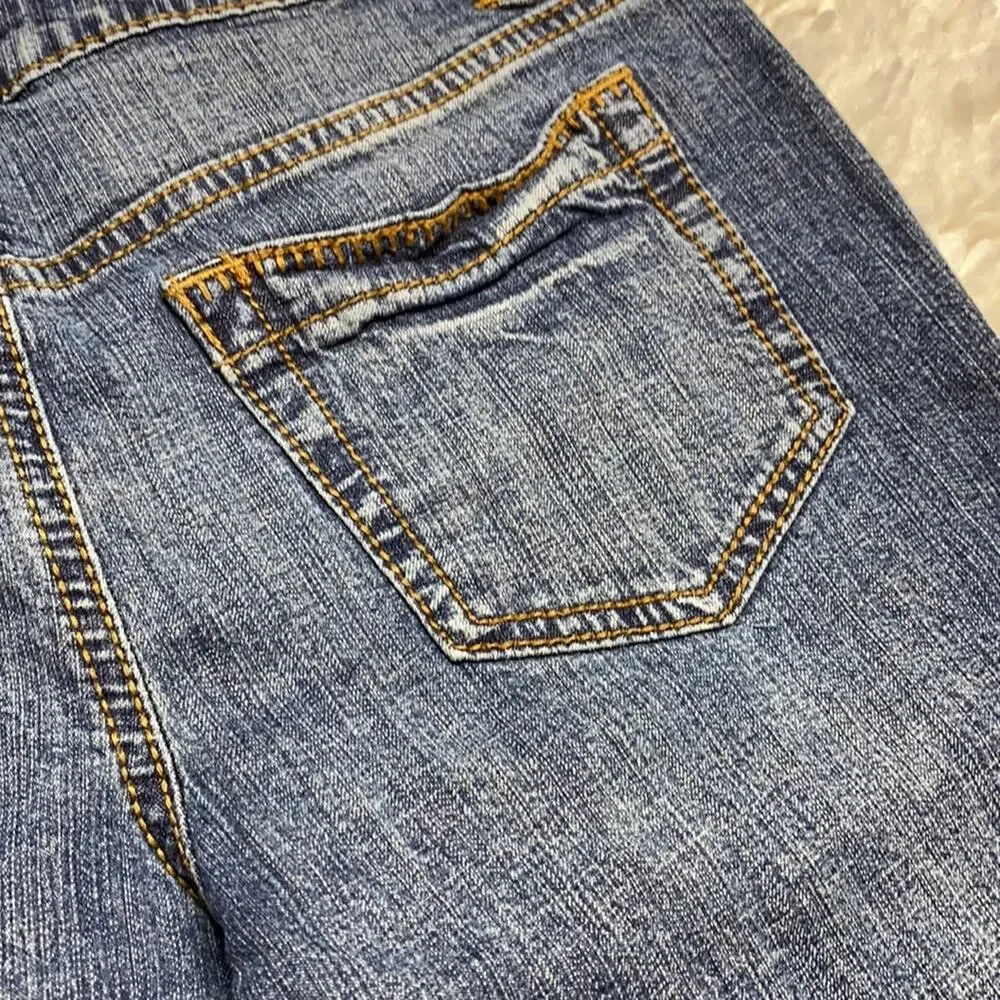 Bermuda Long Denim Shorts Capris Dark Wash W4